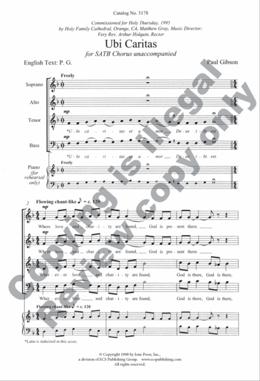 Ubi Caritas Ubi Caritas 4-Part scores gallery preview page 2