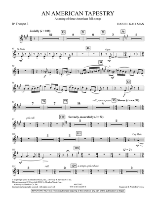 An American Tapestry (for Wind Ensemble) - Bb Trumpet 3