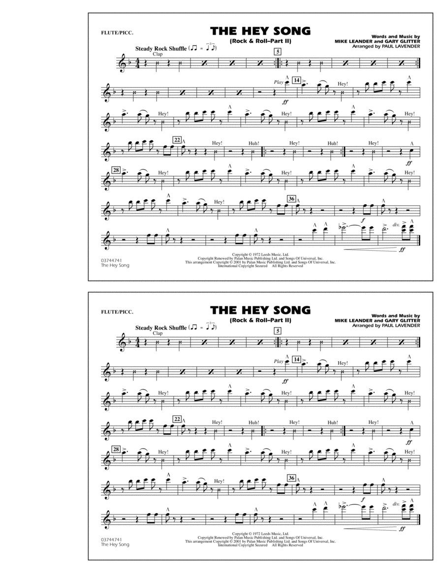 Rock & Roll - Part II (The Hey Song) - Flute/Piccolo Marching Band scores gallery preview page 1