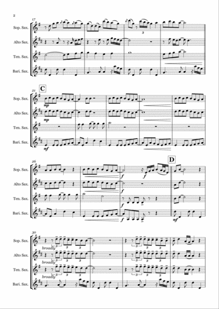 Thinking Out Loud Saxophone Quartet scores gallery preview page 2
