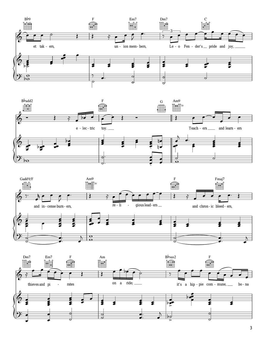 The Ballad Of Mad Dogs And Englishmen Piano, Vocal, Guitar scores gallery preview page 3
