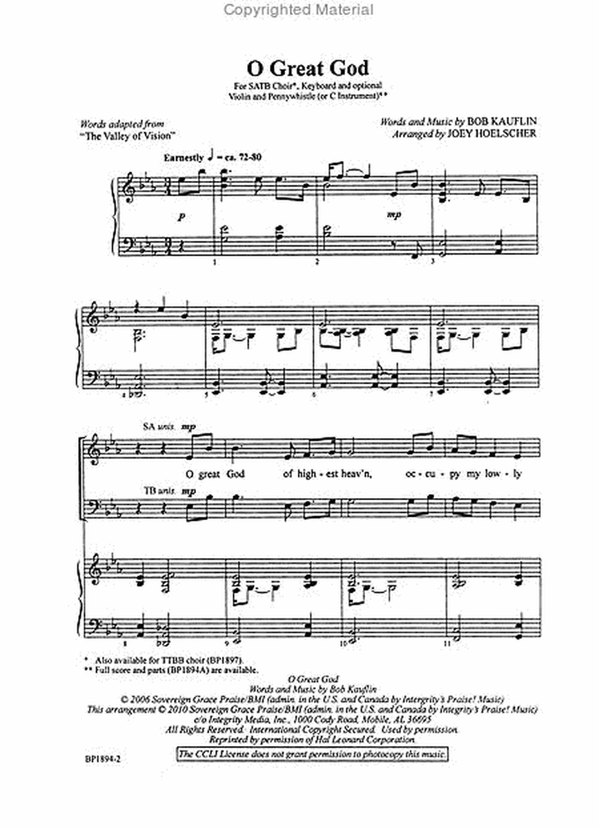 O Great God (SATB) image number null