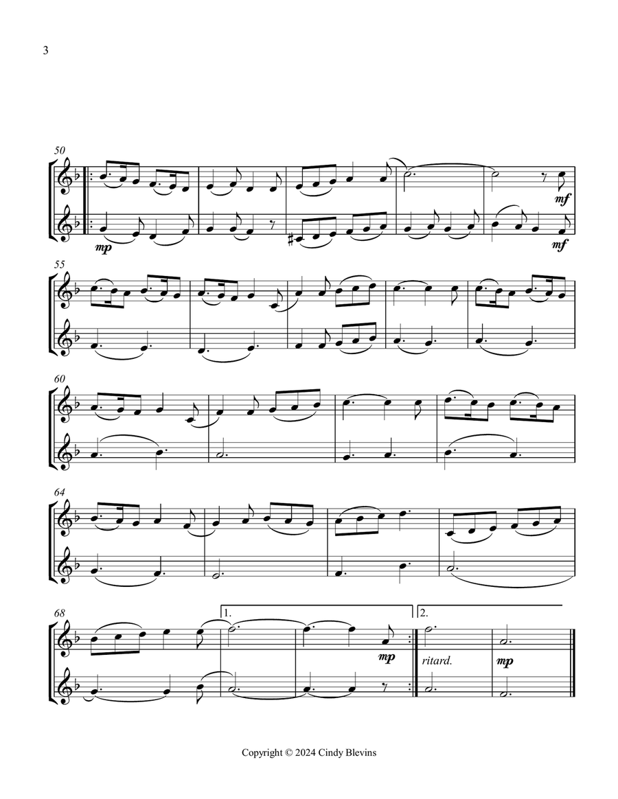 Gesu Bambino, for Clarinet Duet Clarinet Duet scores gallery preview page 4