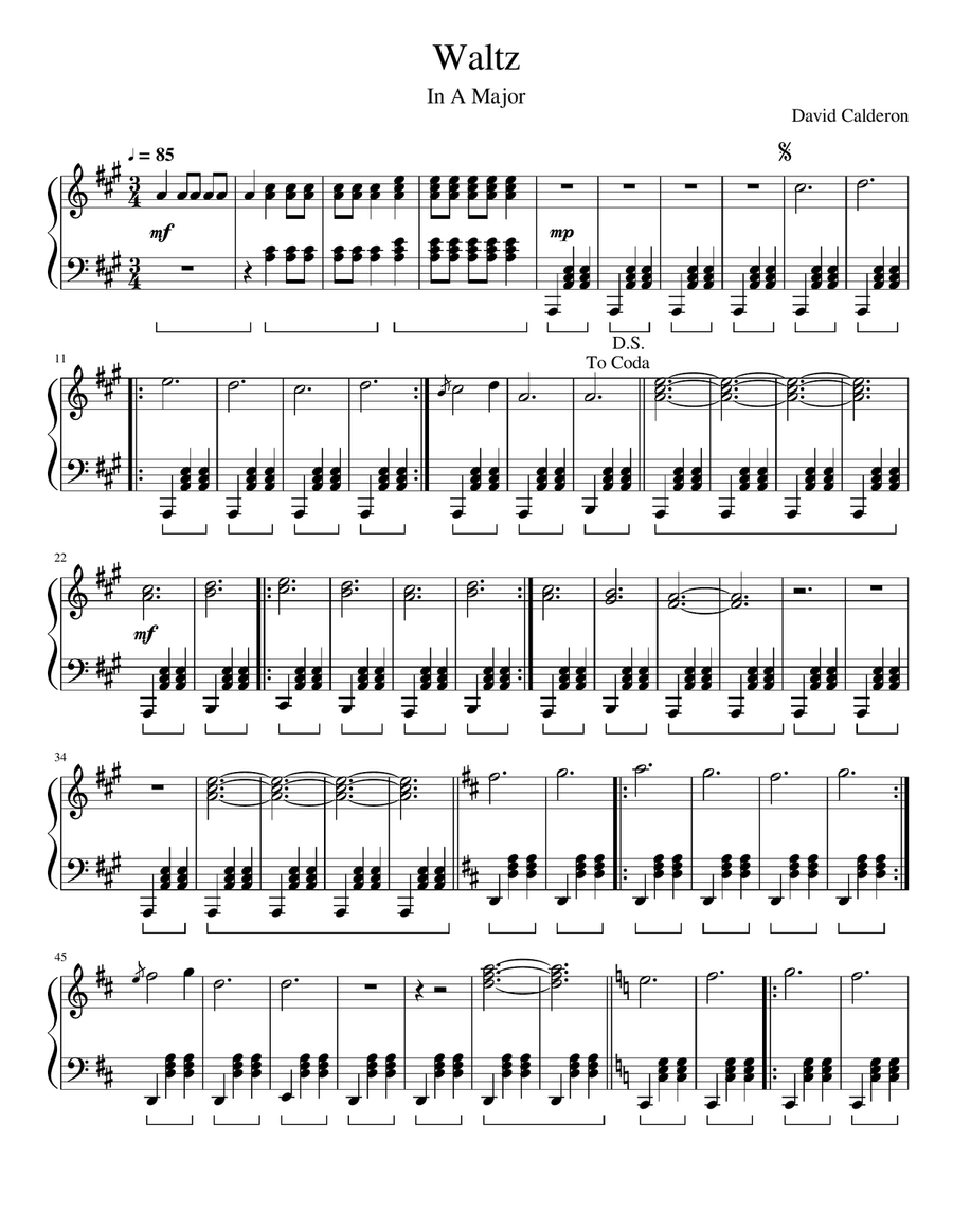Waltz Opus.1 No.1 Piano Solo scores gallery preview page 1