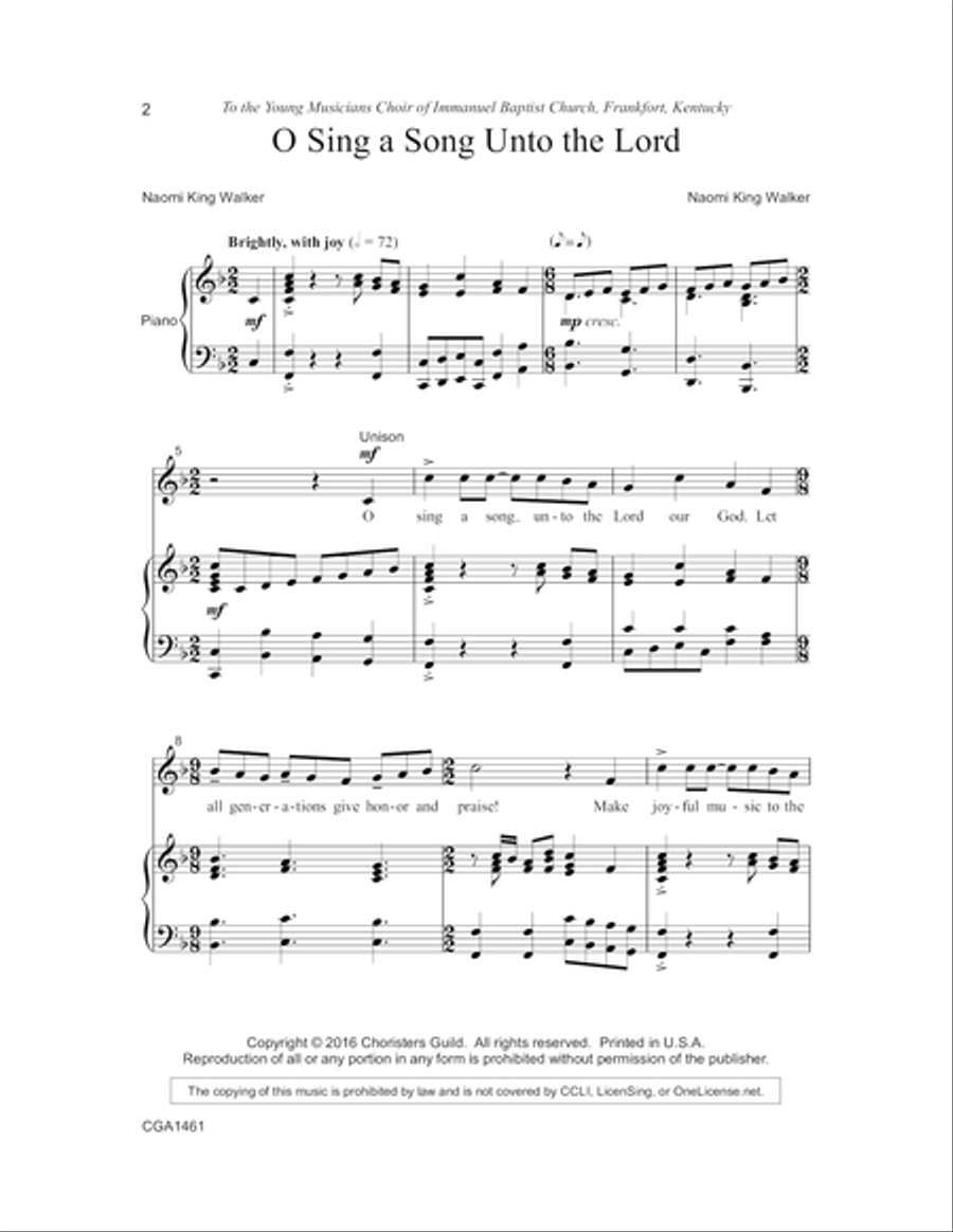 O Sing a Song Unto the Lord 2-Part scores gallery preview page 3
