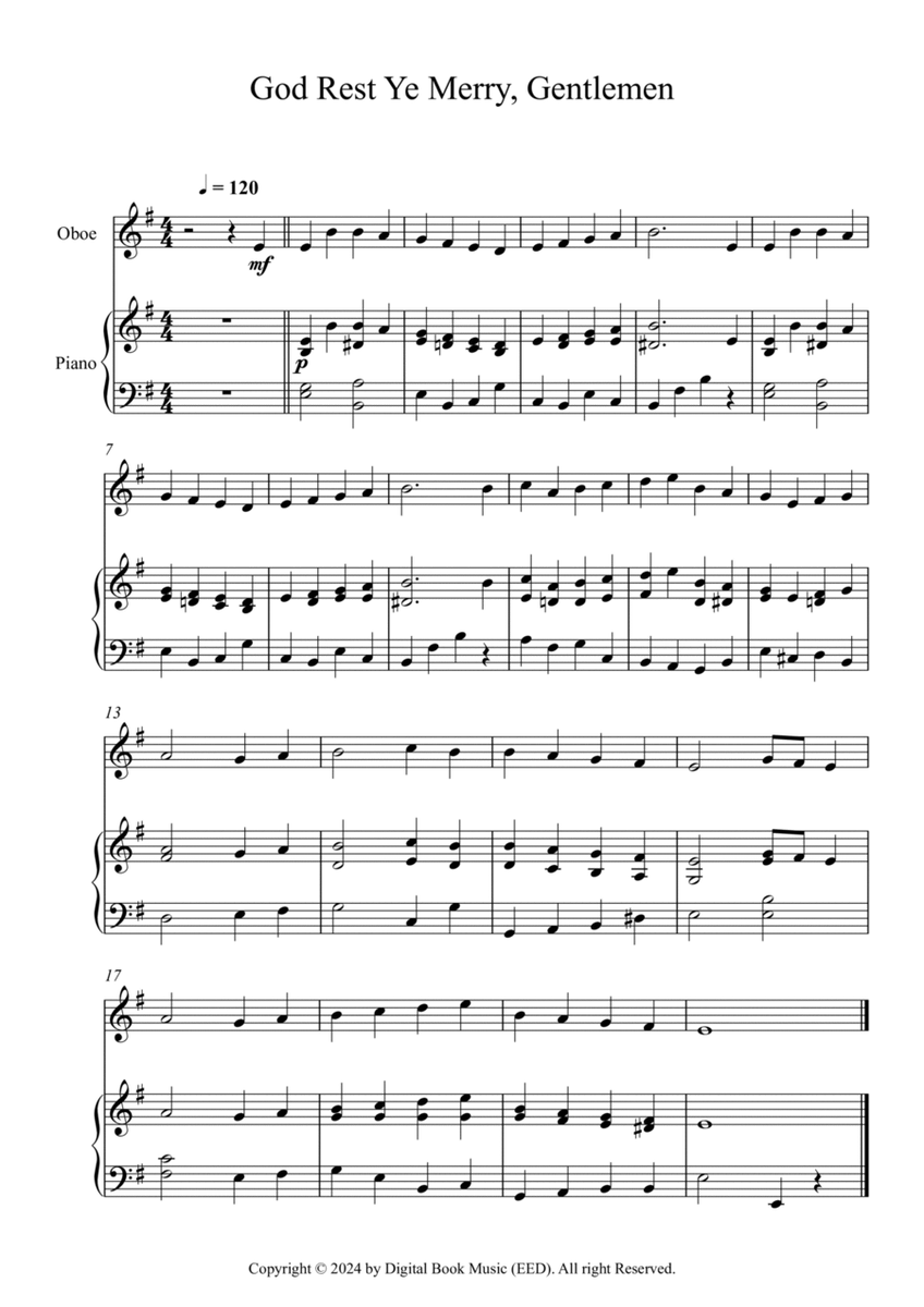 God Rest Ye Merry, Gentlemen (Oboe + Piano) image number null
