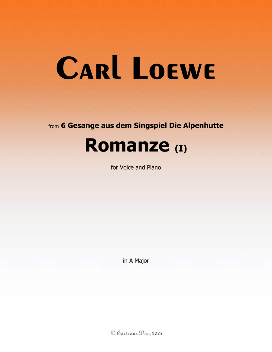 Romanze(I), by Carl Loewe, in A Major Piano, Vocal scores gallery preview page 1