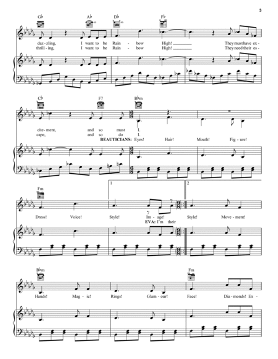 Rainbow High (from Evita) Piano, Vocal, Guitar scores gallery preview page 3