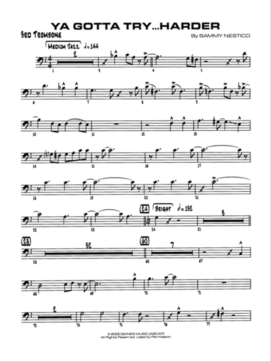 Ya Gotta Try ... Harder: 3rd Trombone Jazz Ensemble scores gallery preview page 1
