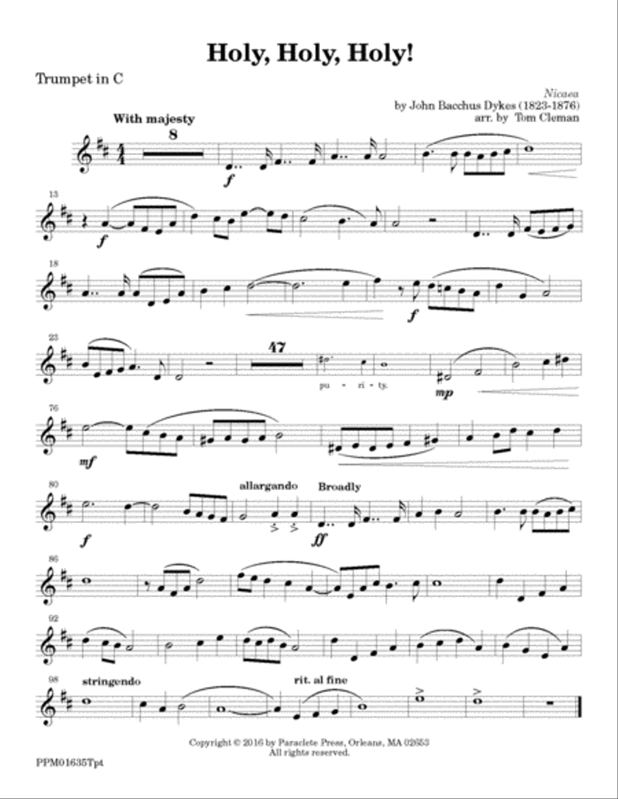 Holy, Holy, Holy Holy, Holy, Holy Trumpet scores gallery preview page 1