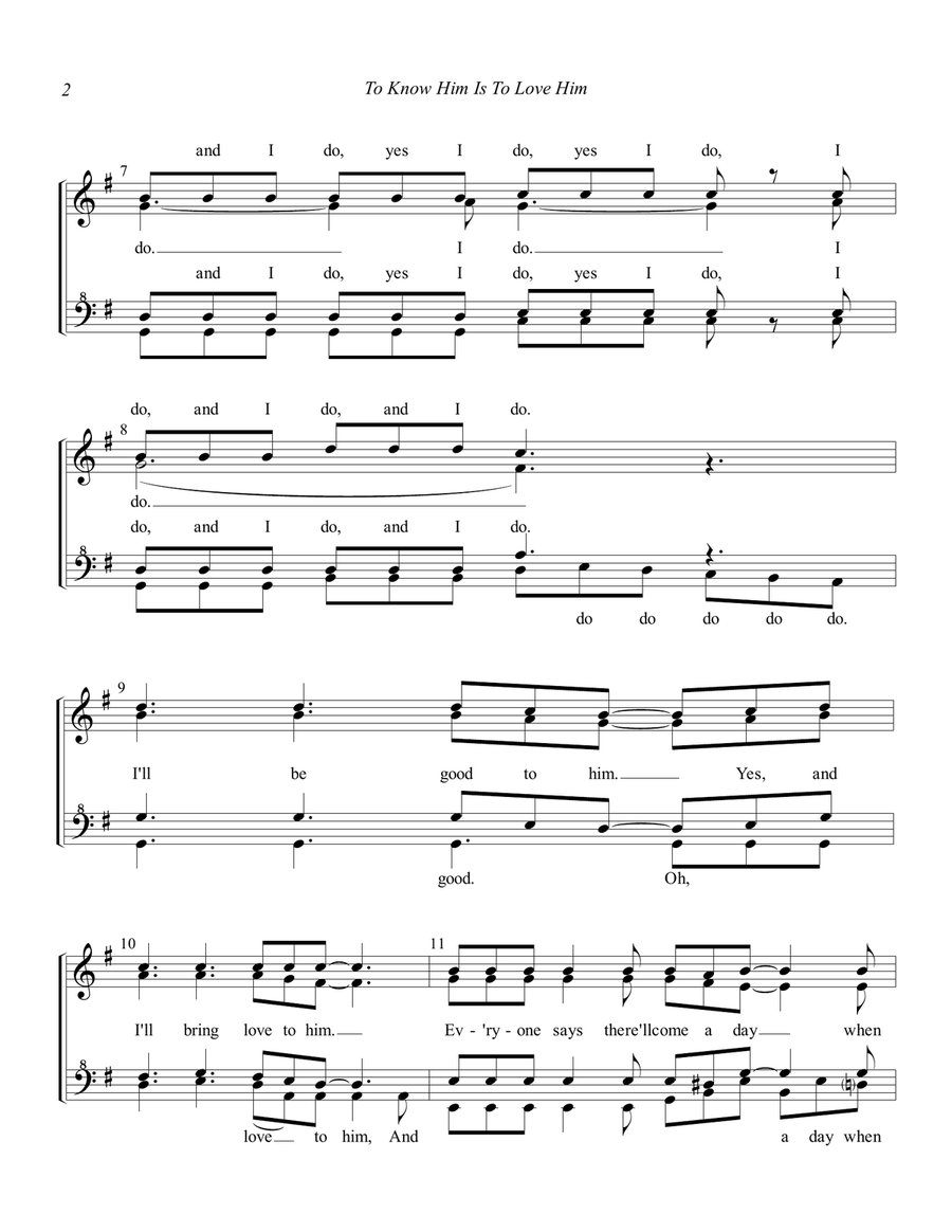 To Know Him Is To Love Him SSAA scores gallery preview page 2