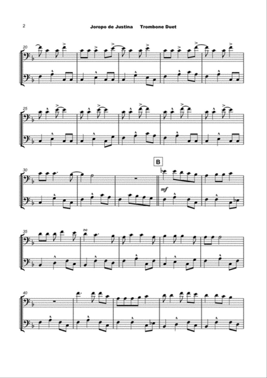 Joropo de Justina, for Trombone Duet Trombone Duet scores gallery preview page 3