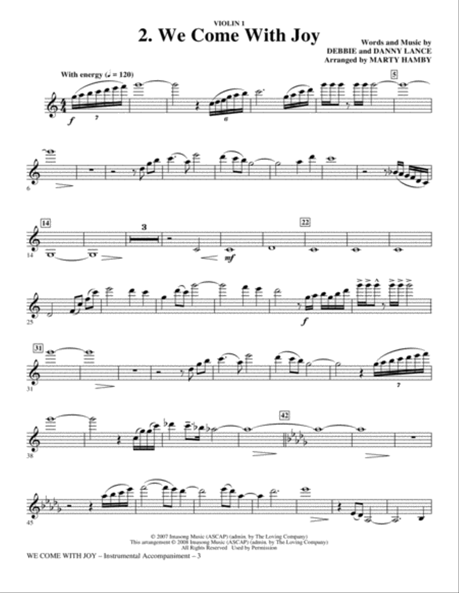 We Come With Joy Orchestration - Violin 1 Choir scores gallery preview page 3