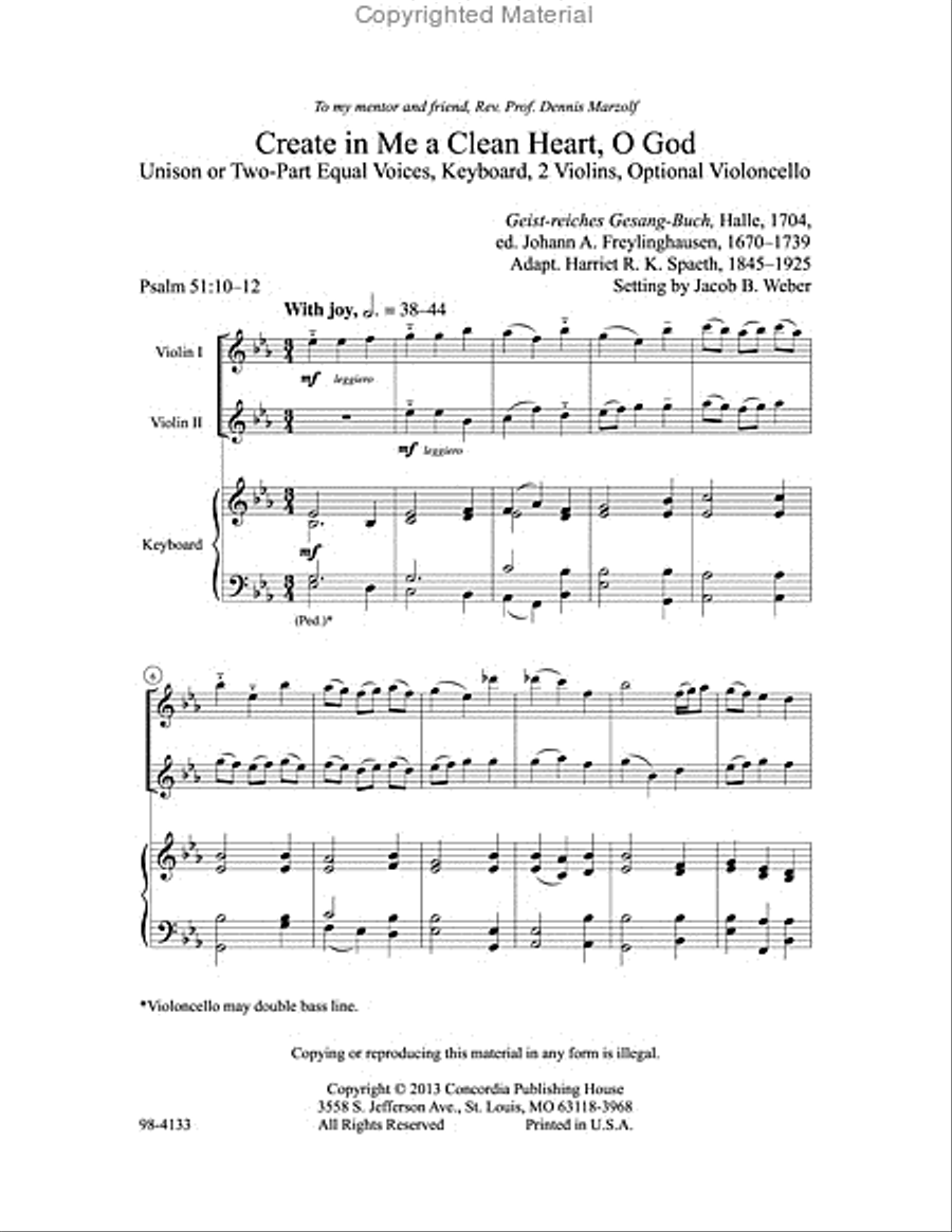 Create in Me a Clean Heart, O God (Weber) Unison Choir scores gallery preview page 2