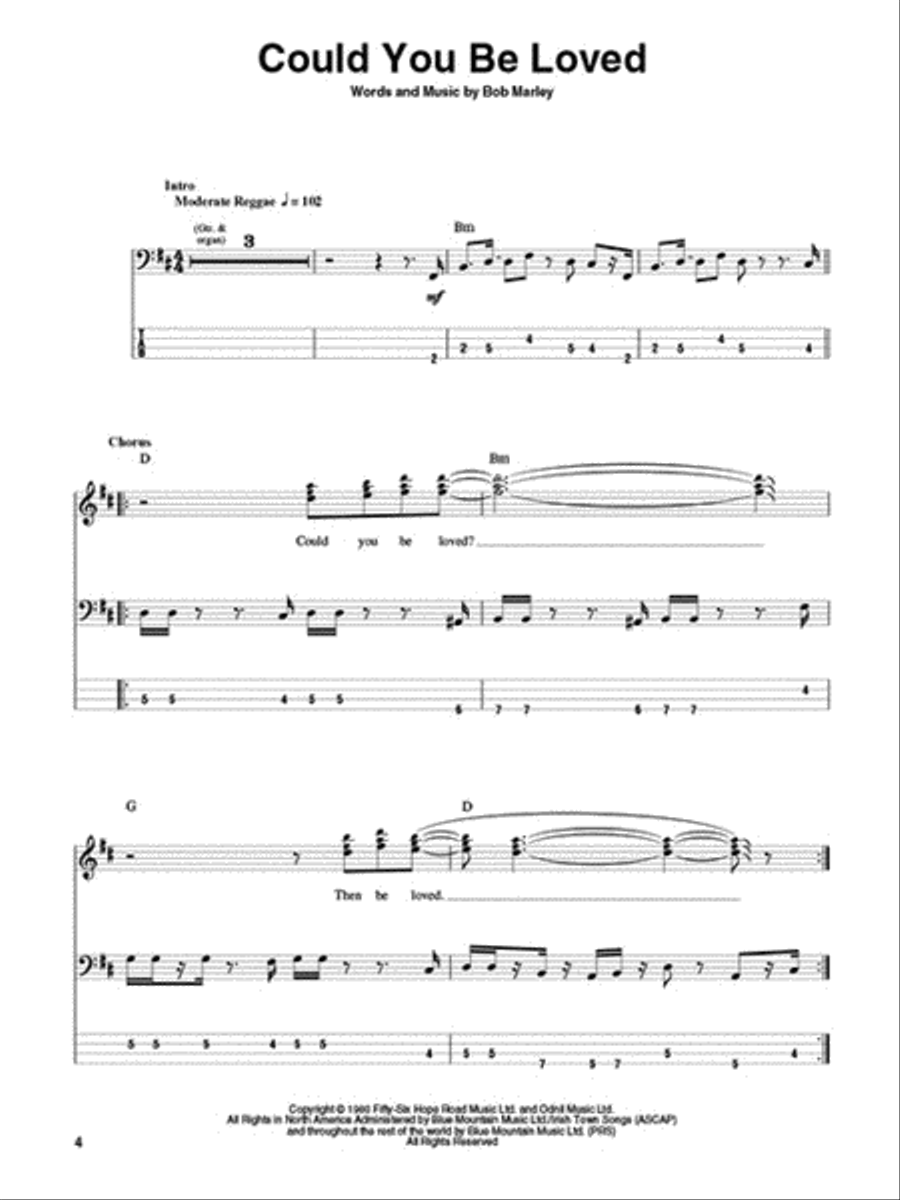 Bob Marley Bob Marley Bass Guitar Tablature scores gallery preview page 3