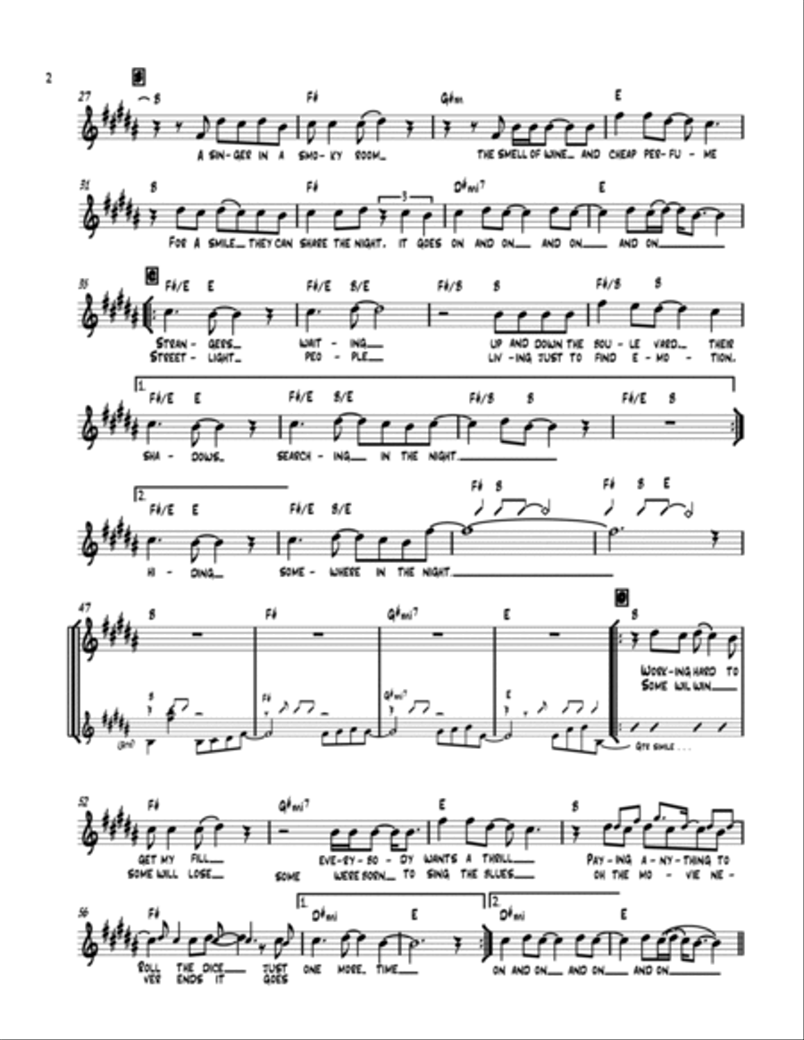 Don't Stop Believin' Piano, Vocal, Guitar scores gallery preview page 2