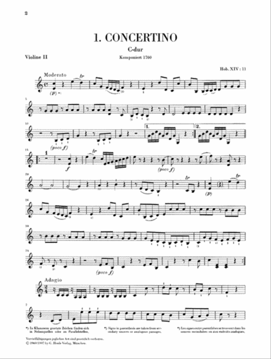 Concertini for Piano (Harpsichord) with Two Violins and Violoncello Piano Quartet scores gallery preview page 3