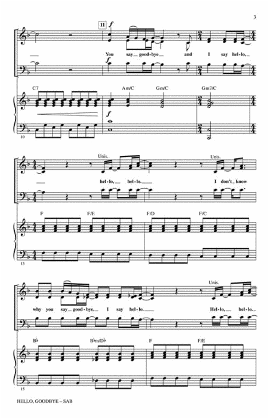Hello, Goodbye 3-Part scores gallery preview page 3