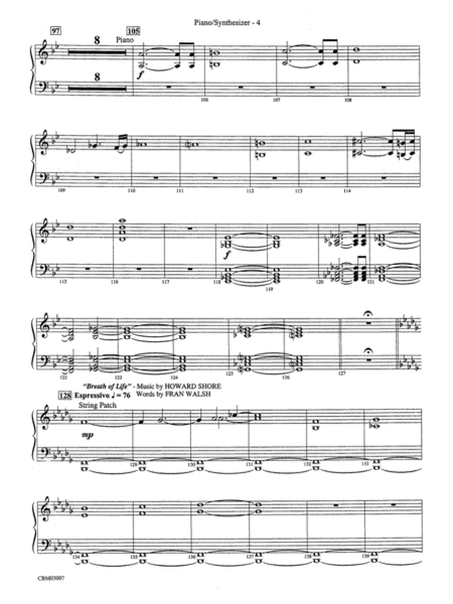 The Lord of the Rings: The Two Towers, Symphonic Suite from: Piano Accompaniment