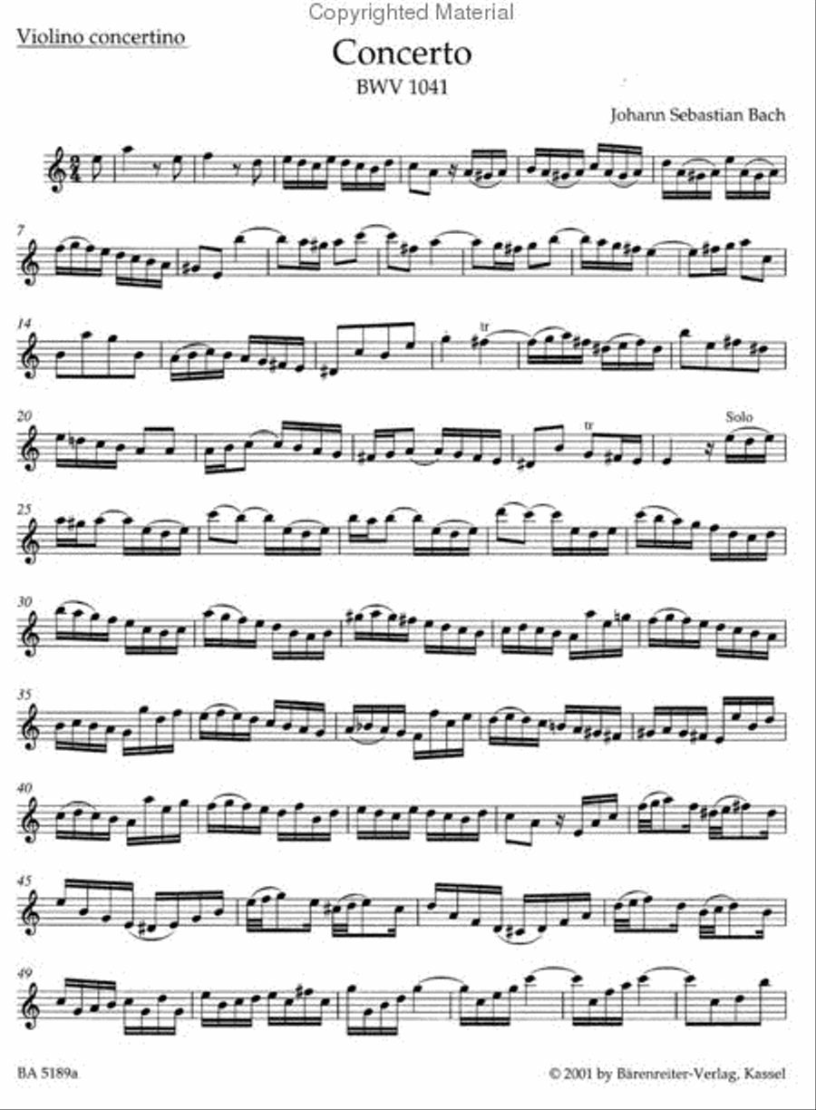 Violin Concerto In A Minor, BWV 1041