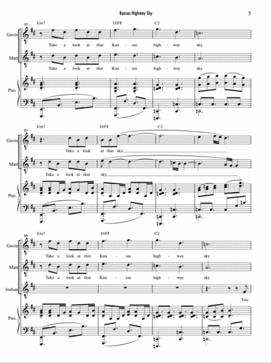 Kansas Highway Sky Kansas Highway Sky Piano, Vocal scores gallery preview page 5