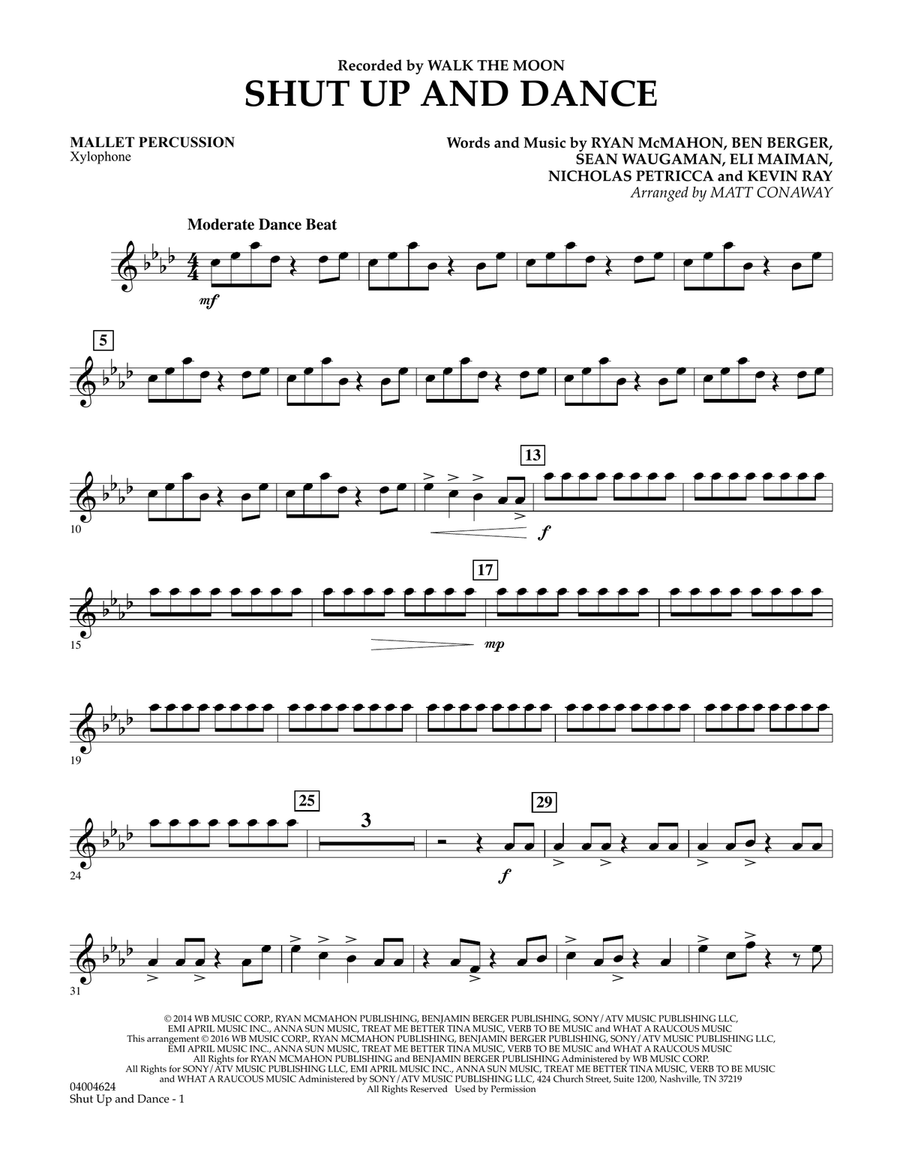 Shut Up And Dance - Mallet Percussion Concert Band scores gallery preview page 1