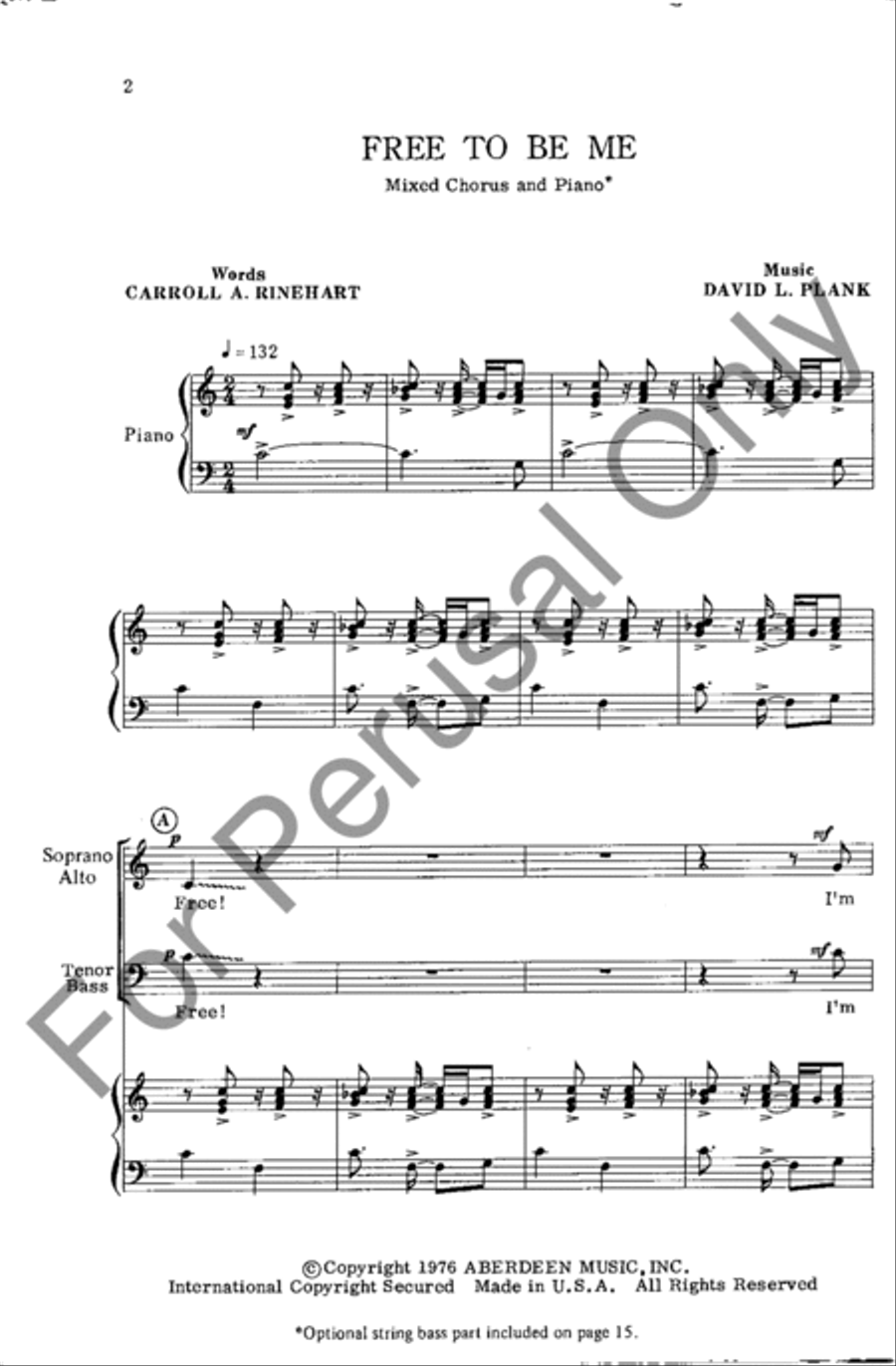 Free To Be Me 4-Part scores gallery preview page 2