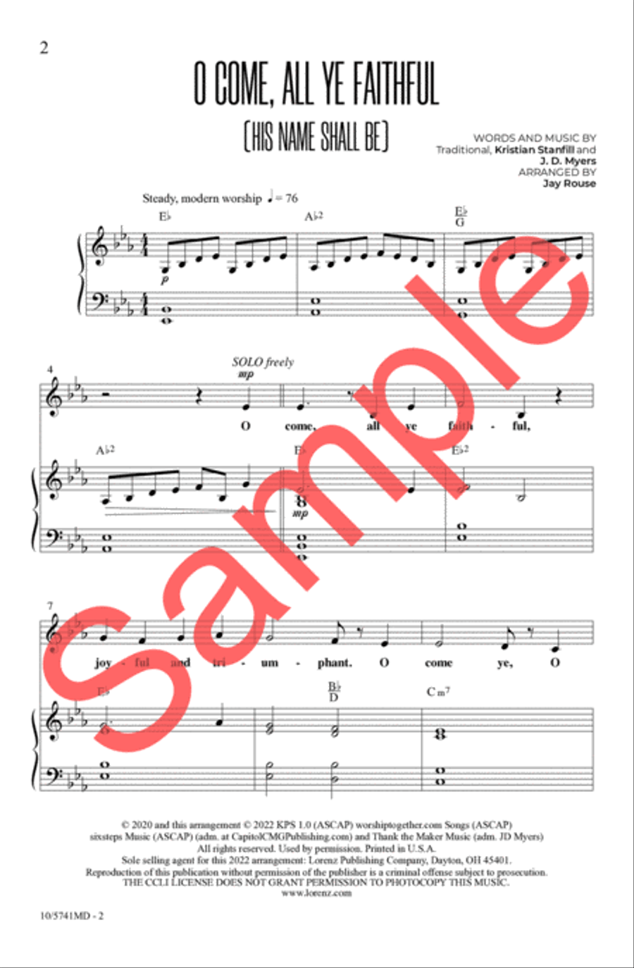 O Come, All Ye Faithful (His Name Shall Be) 4-Part scores gallery preview page 3