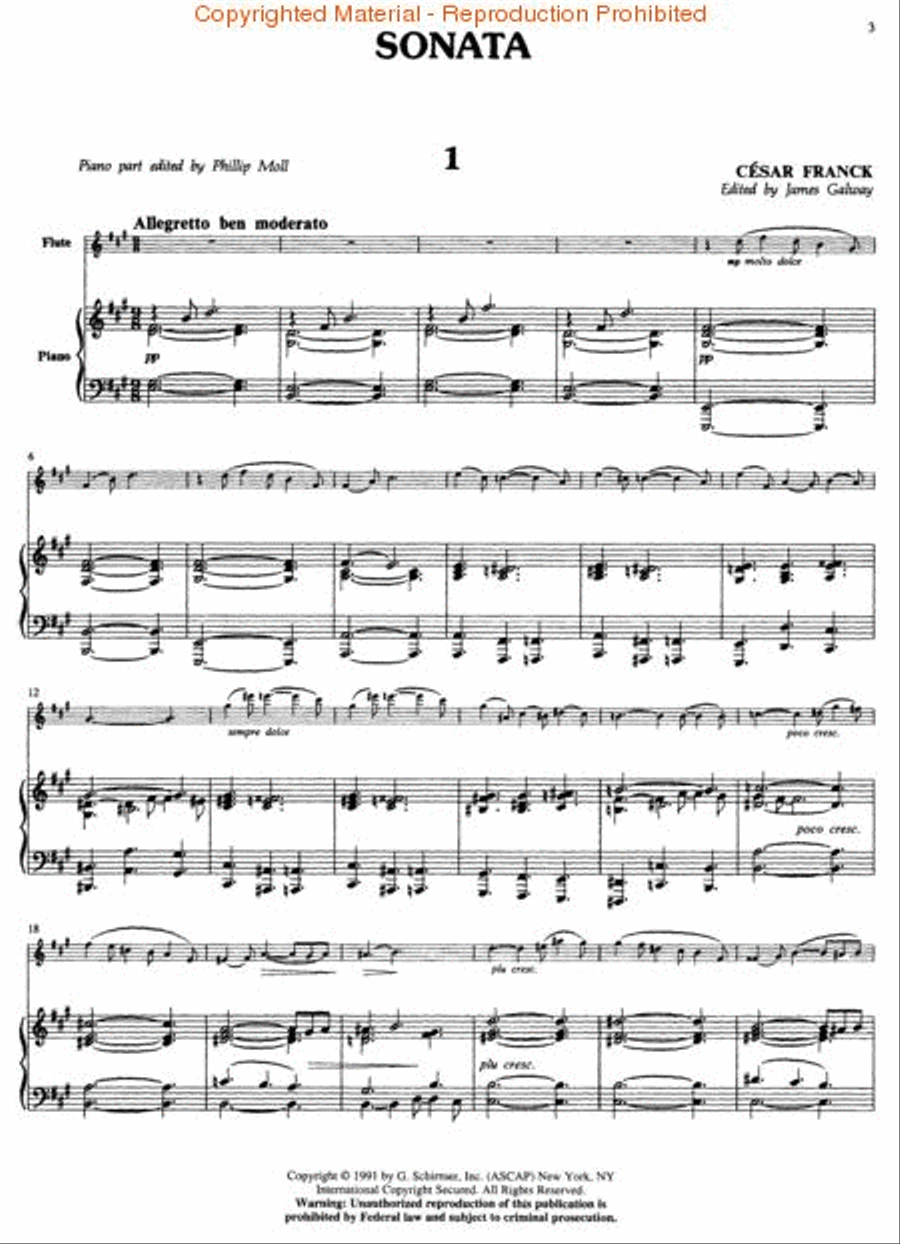 Sonata in A Major Flute Solo scores gallery preview page 2