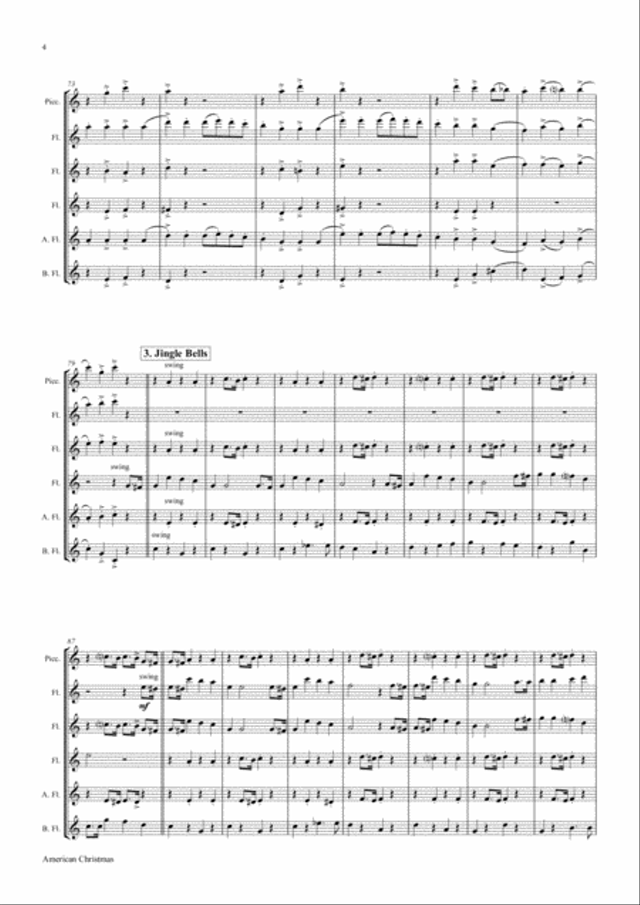American Christmas - Mash up Rondo of best Christmas Songs - Flute Choir Flute Choir scores gallery preview page 4