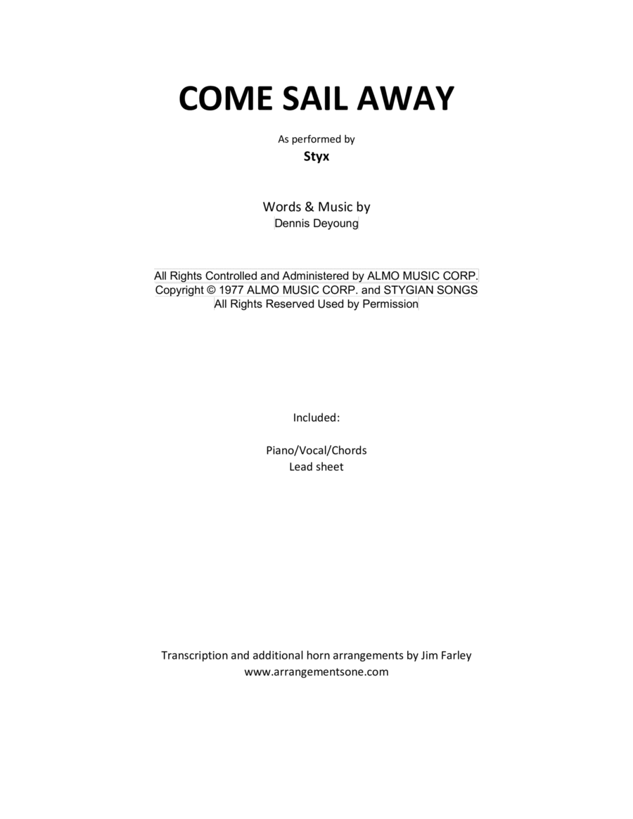 Come Sail Away Voice scores gallery preview page 1