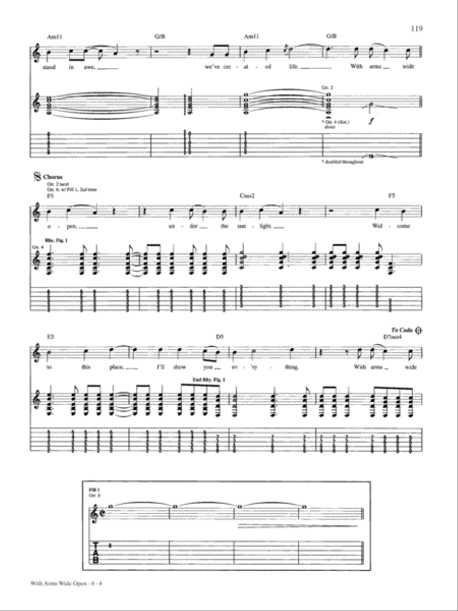 With Arms Wide Open Guitar Tablature scores gallery preview page 4