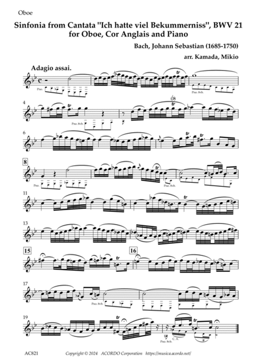 Sinfonia from Cantata "Ich hatte viel Bekummerniss", BWV 21 for Oboe, Cor Anglais and Piano image number null