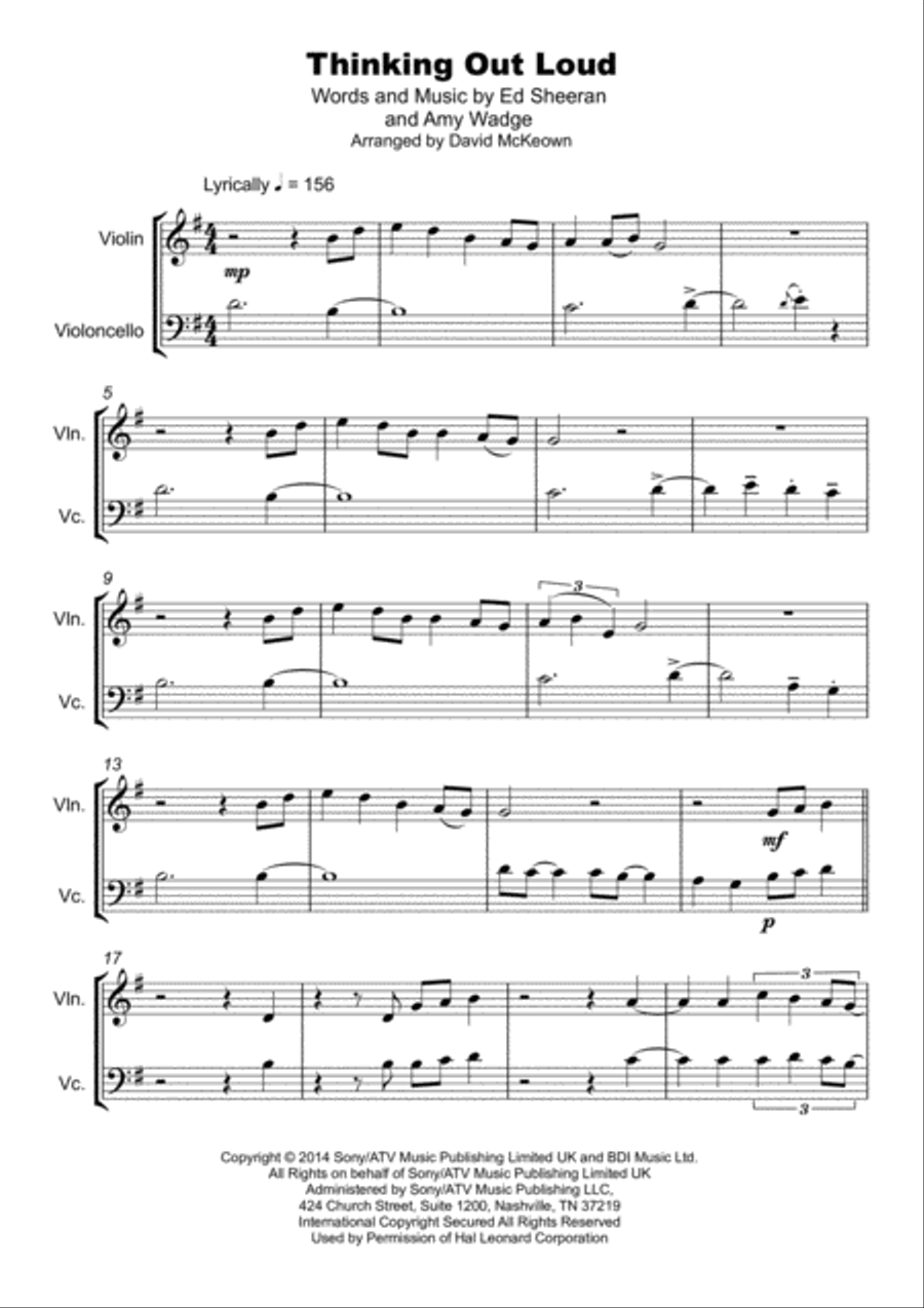 Thinking Out Loud String Duet scores gallery preview page 2