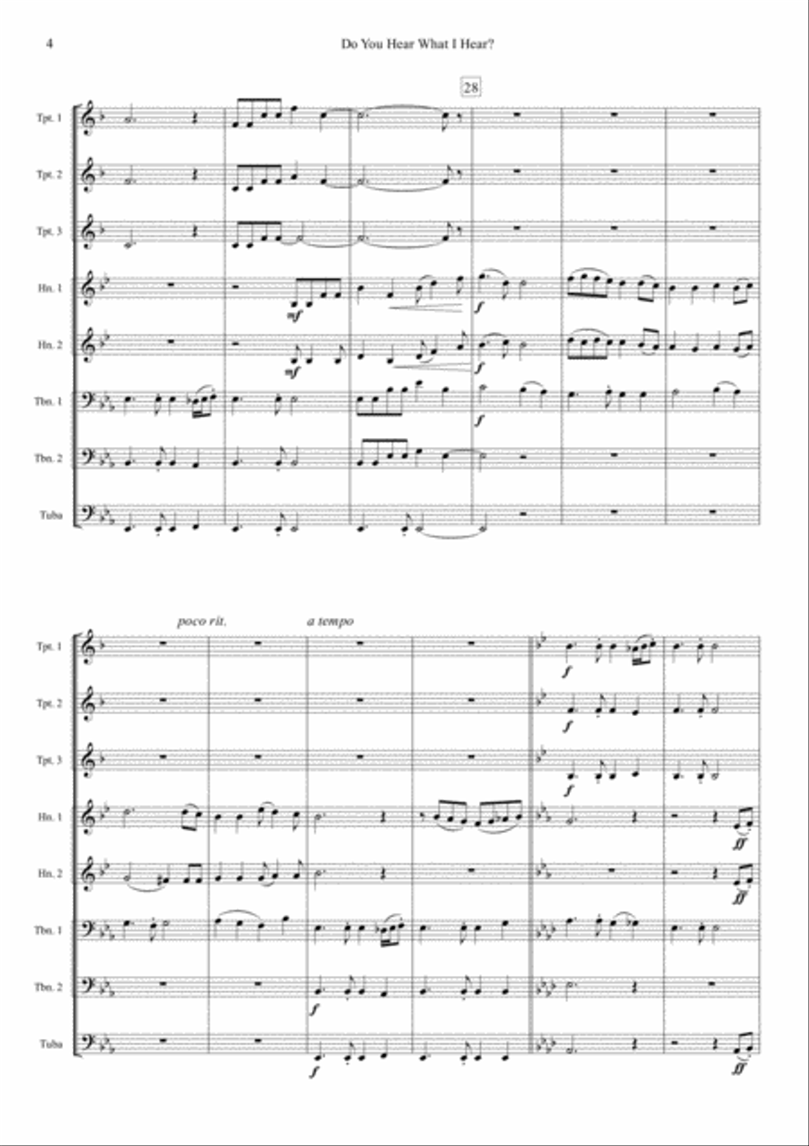 Do You Hear What I Hear Brass Ensemble scores gallery preview page 4