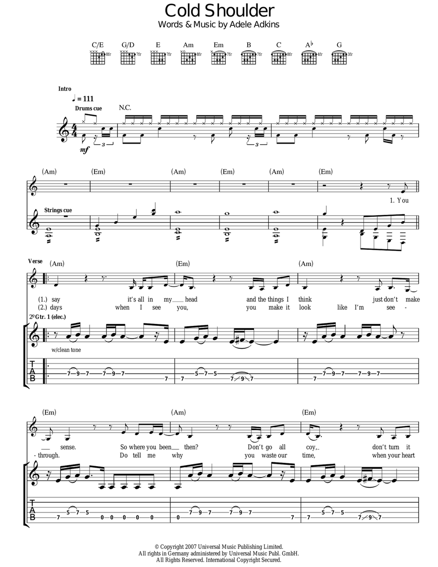 Cold Shoulder Acoustic Guitar scores gallery preview page 1
