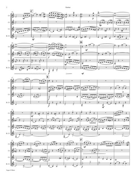 Fugue G Minor - (the 'little') - BWV 578 - Swing - Clarinet Quartet