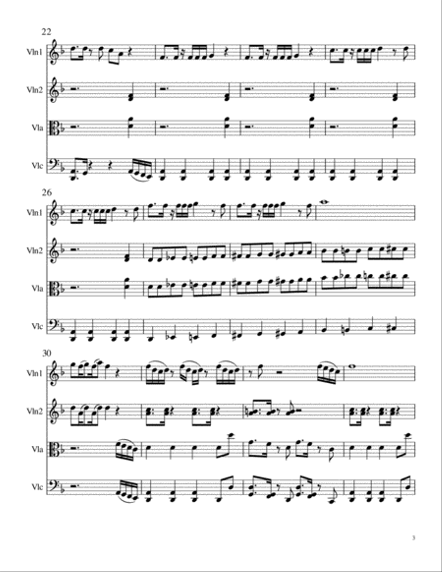 Uptown Funk String Quartet scores gallery preview page 3