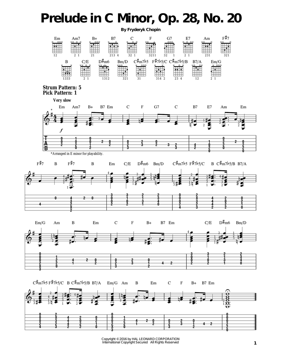 Prelude In C Minor, Op. 28, No. 20 Acoustic Guitar scores gallery preview page 1