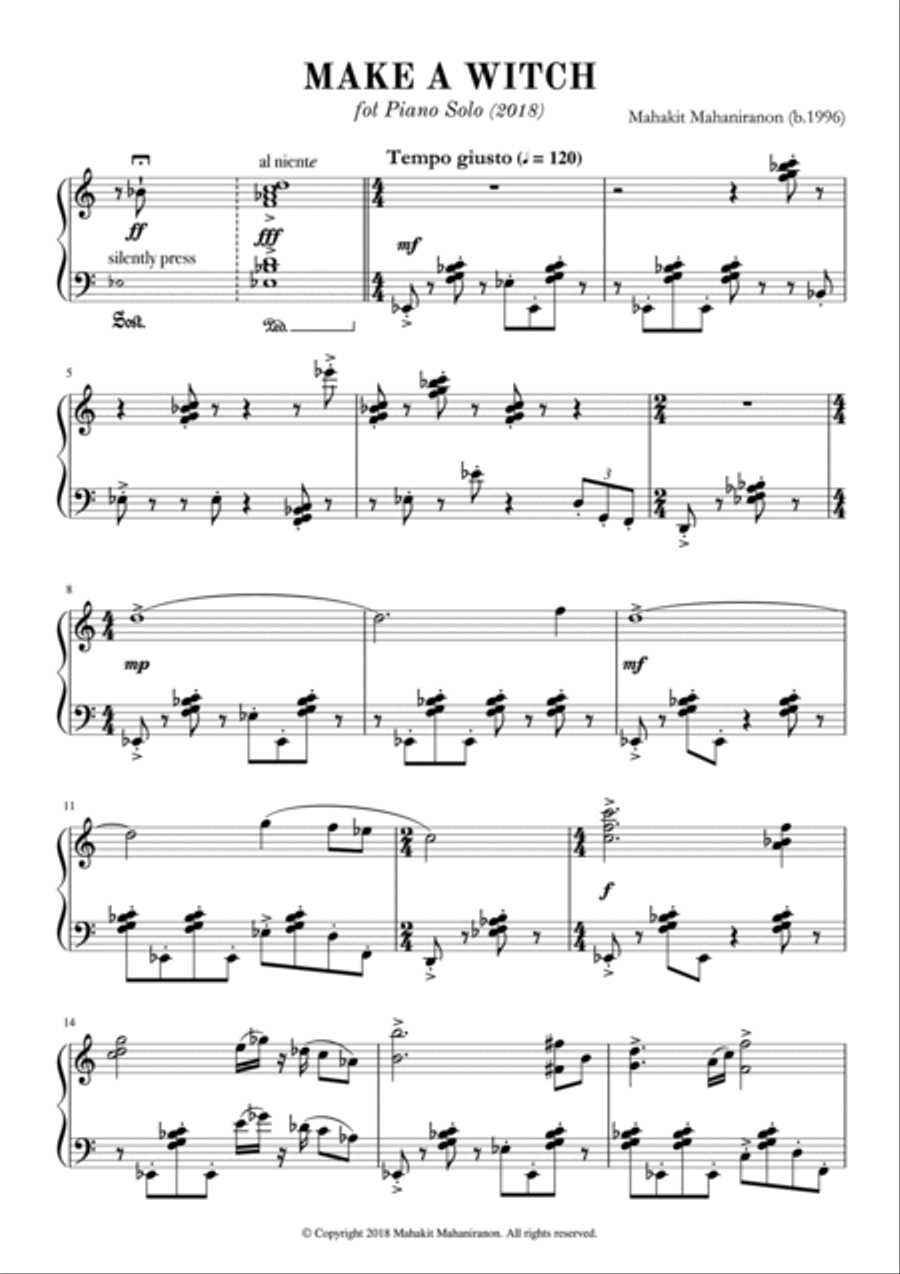 Make a Witch for Piano Solo - Digital Download Piano Solo scores gallery preview page 2