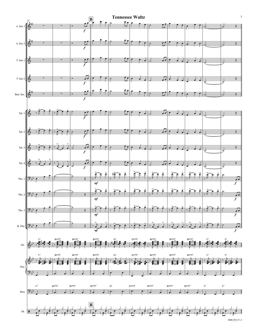 Tennessee Waltz Jazz Ensemble scores gallery preview page 3