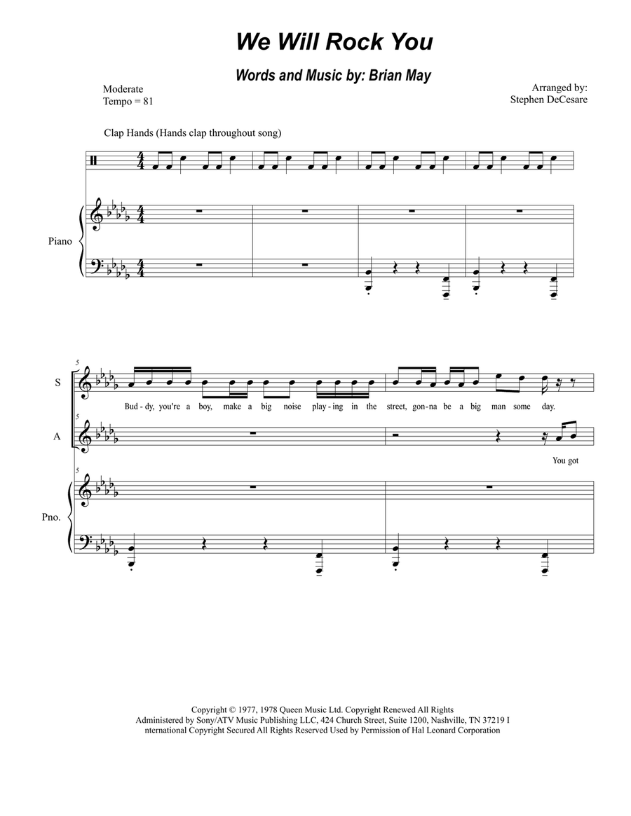 We Will Rock You Vocal Duet scores gallery preview page 1