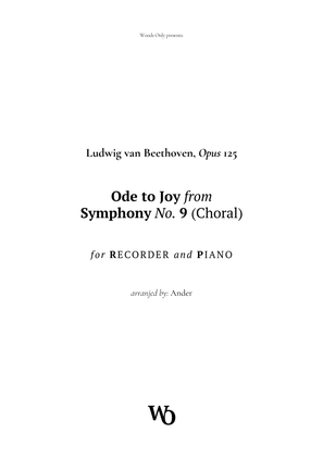 Book cover for Ode to Joy by Beethoven for Recorder