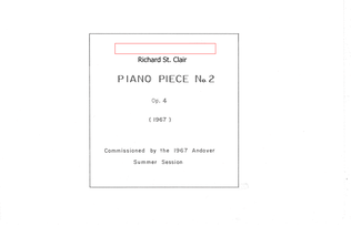 Book cover for Piano Piece no. 2 for Piano Solo (1967)