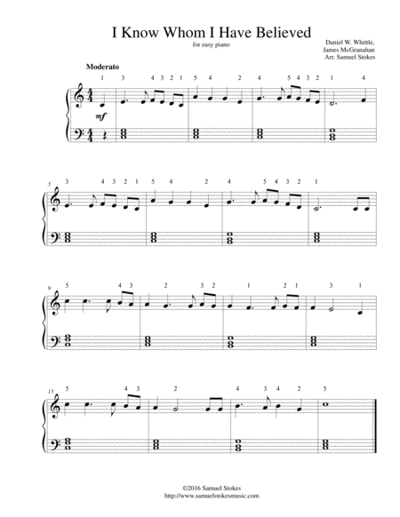 I Know Whom I Have Believed - for easy piano image number null