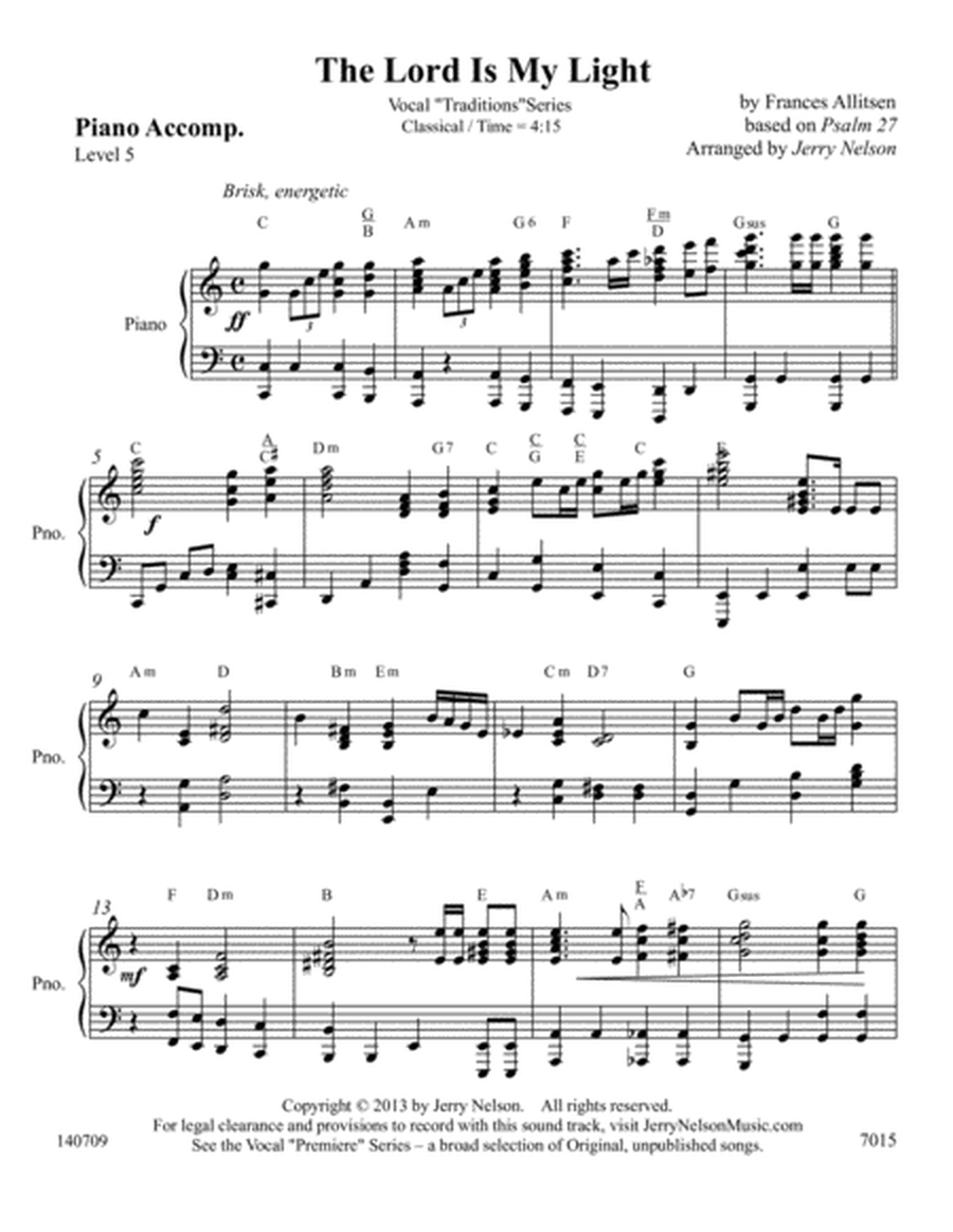 The Lord Is My Light (Arrangements Level 3-5 for OBOE + Written Acc) Hymns image number null