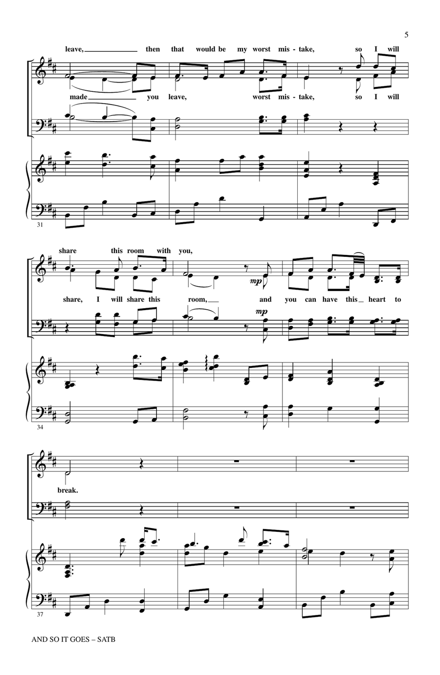 And So It Goes (arr. Audrey Snyder) 4-Part scores gallery preview page 4