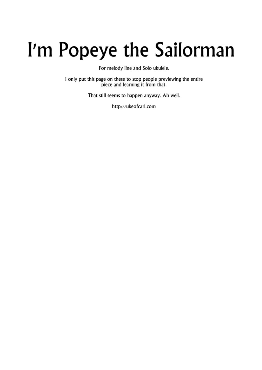 I'm Popeye The Sailor Man Ukulele scores gallery preview page 1