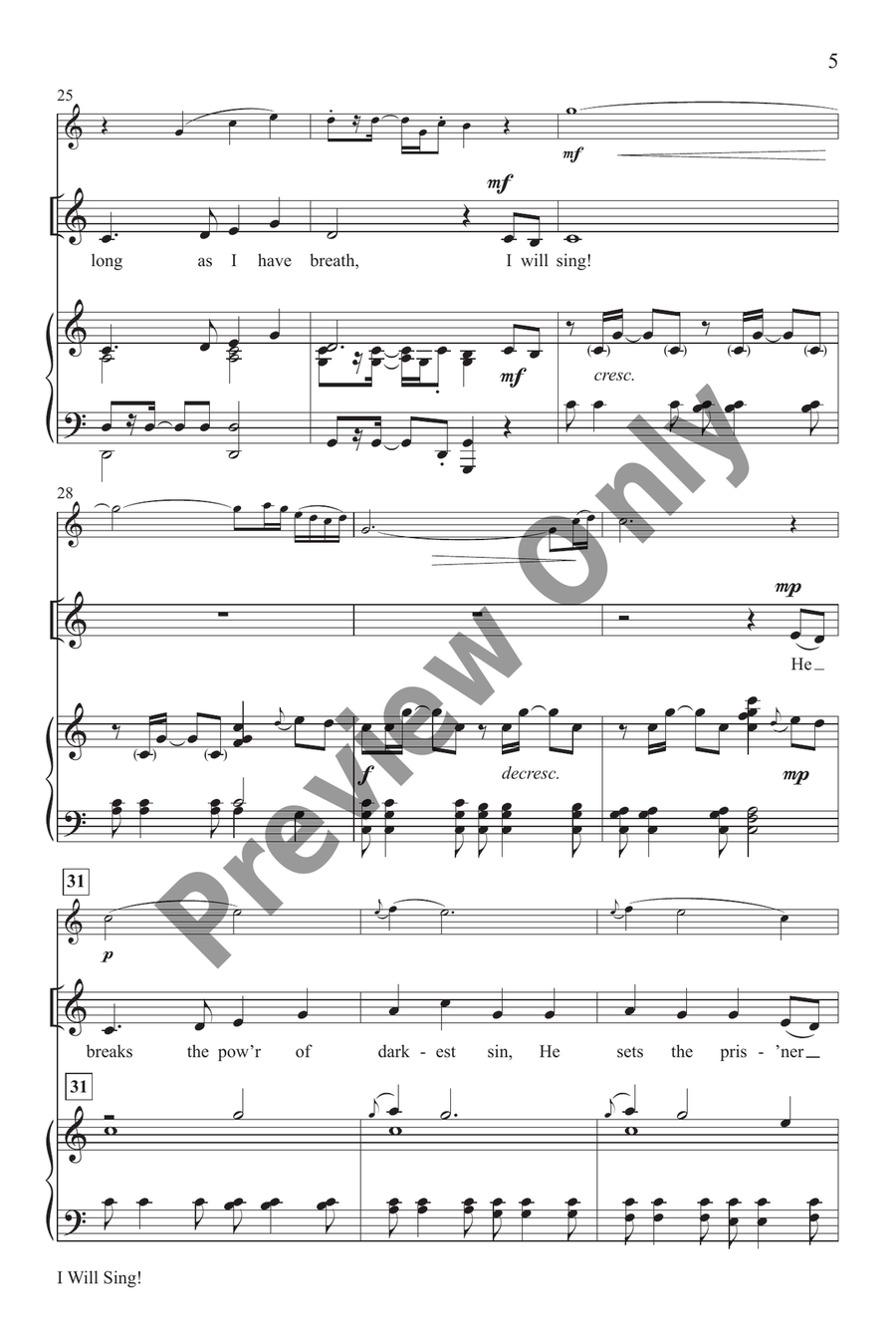 I Will Sing! I Will Sing! Unison Choir scores gallery preview page 5