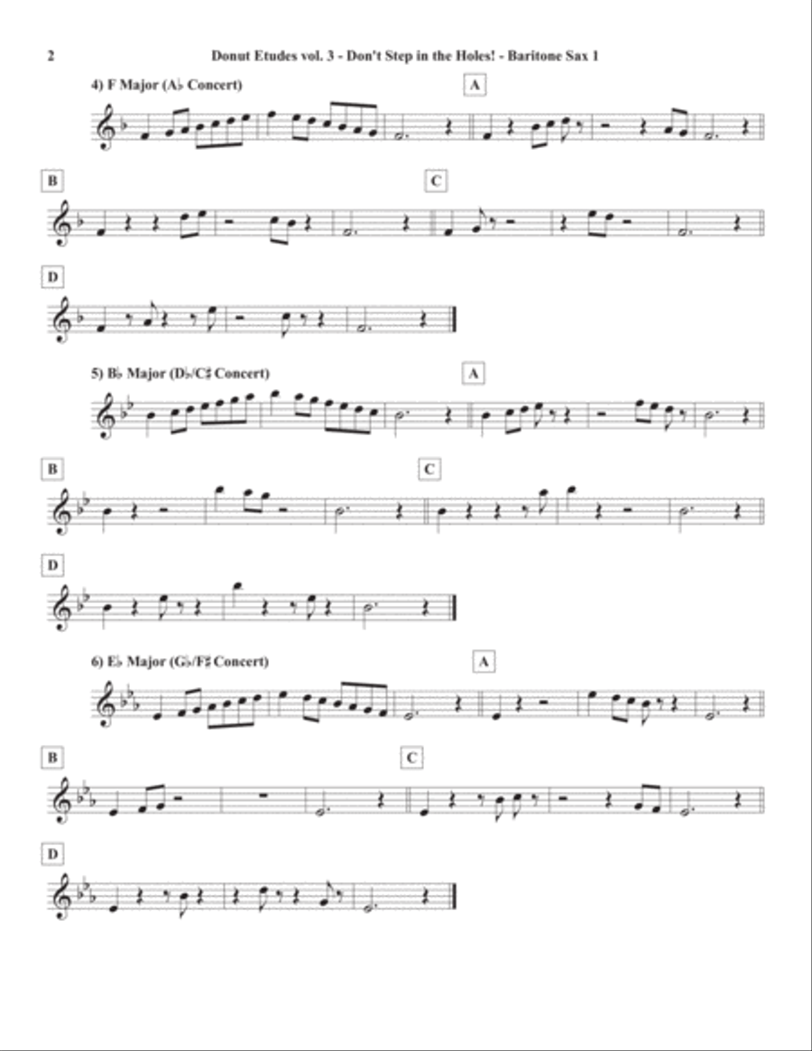 Donut Etudes vol. 3: Don’t Step in the Holes! – Baritone Saxophone Quartet Baritone Saxophone scores gallery preview page 5